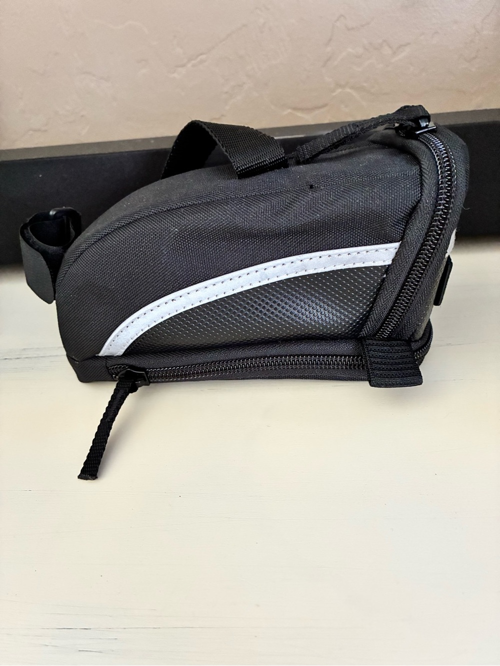 Black BV Bike Seat/Saddle Bag with Reflective White Accent